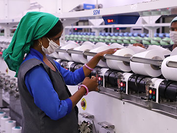 A worker in Sutlej Textile mills in Jammu & Kashmir